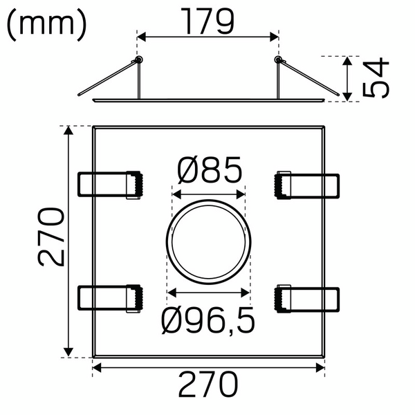 Mekaaninen lisätarvike Hide-a-lite kehys 270x270 Ø85mm valkoinen