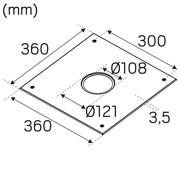 Mekaaninen lisätarvike Hide-a-lite kehys 360x360 Ø108mm valkoinen