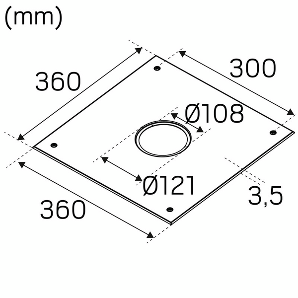 Mekaaninen lisätarvike Hide-a-lite kehys 360x360 Ø108mm valkoinen