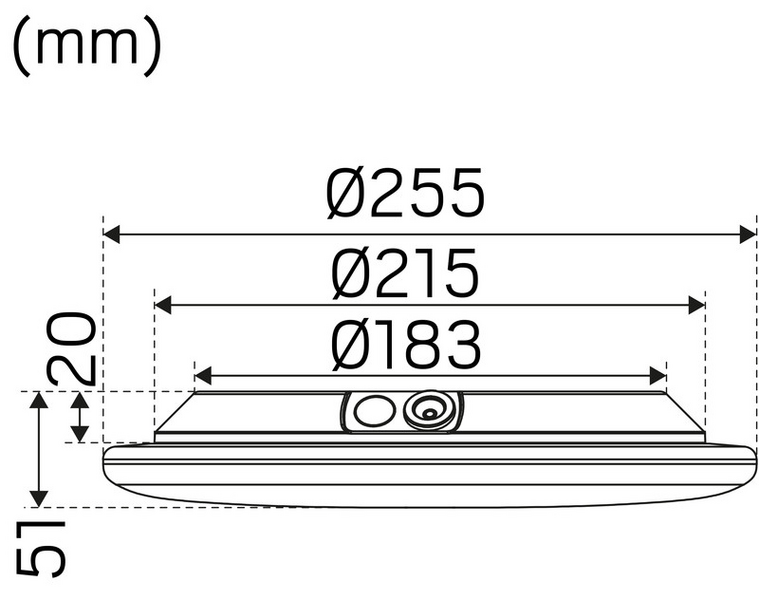 Pinta-asennusvalaisin Hide-a-lite Moon Slim S 255