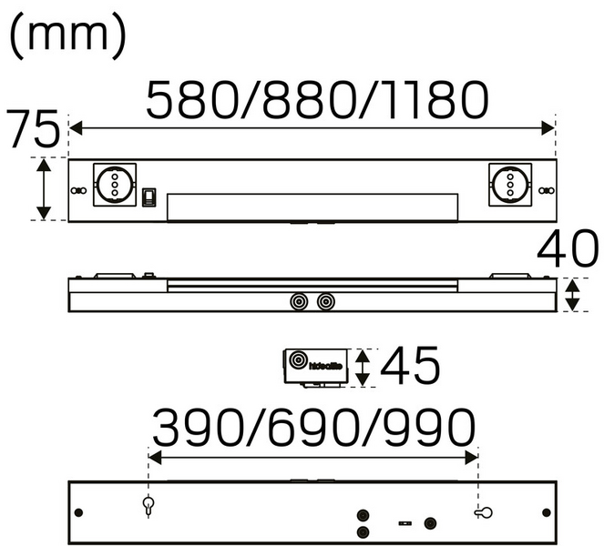 Työpistevalaisin Hide-a-lite Kitchen Line IP20 1190lm 12W 927/930 valkoinen