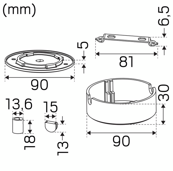 Kattokuppi Hide-a-lite Focus musta 4211693