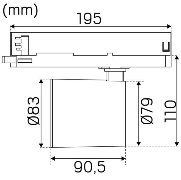 Kohdevalaisin Hide-a-lite Optic Track M 15astetta musta 4000k