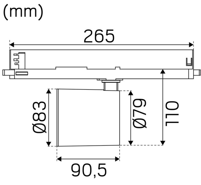 Kohdevalaisin Hide-a-lite Optic Track M Dali 3k 36astetta valkoinen