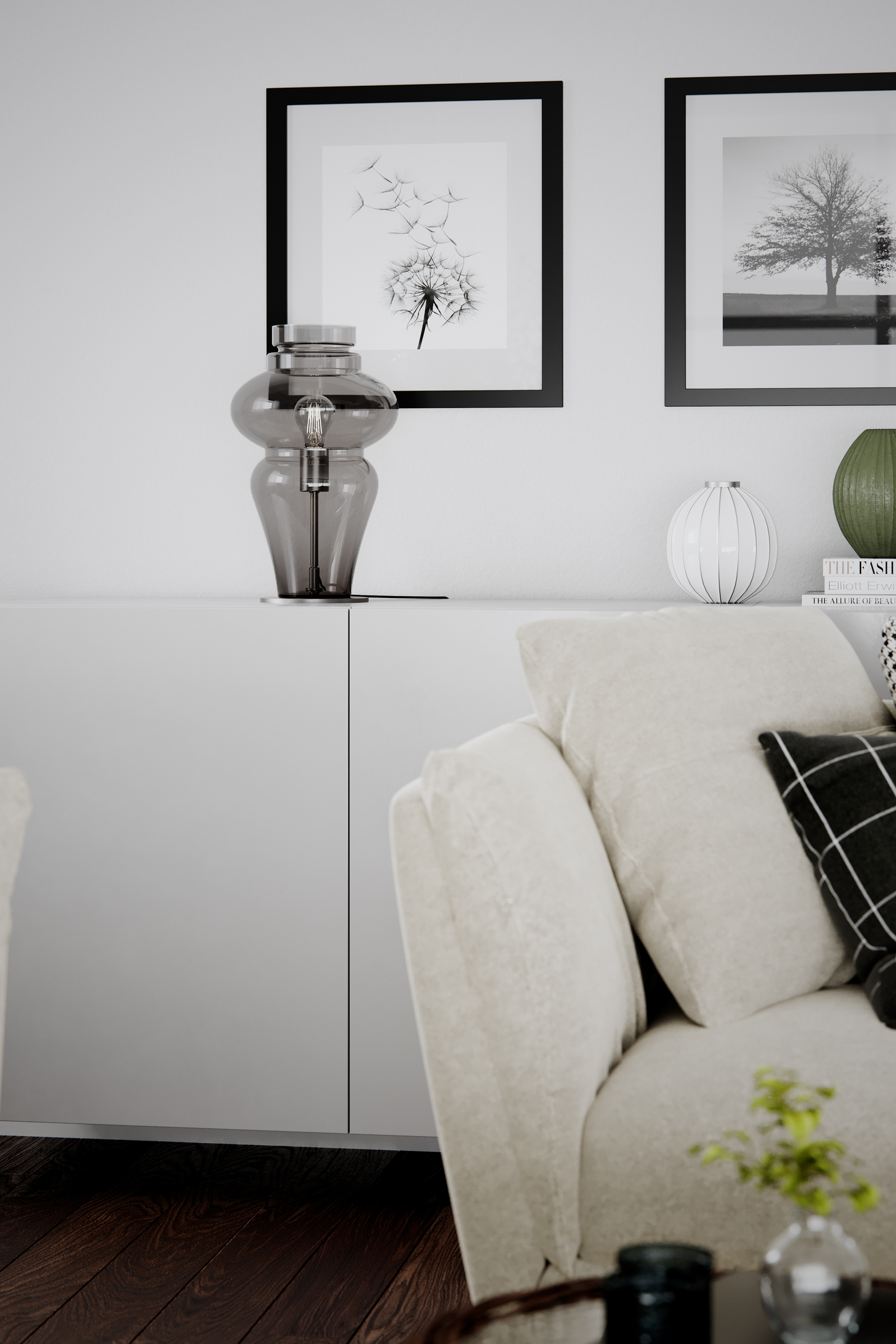 Pöytävalaisin Sessak Dolores E27 savunharmaa