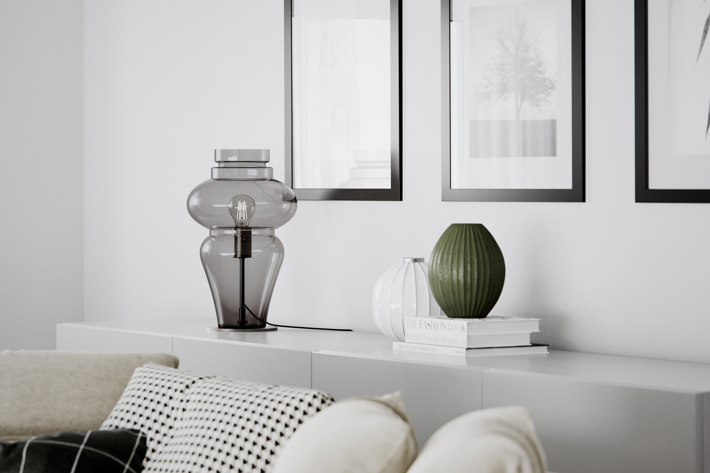 Pöytävalaisin Sessak Dolores E27 savunharmaa