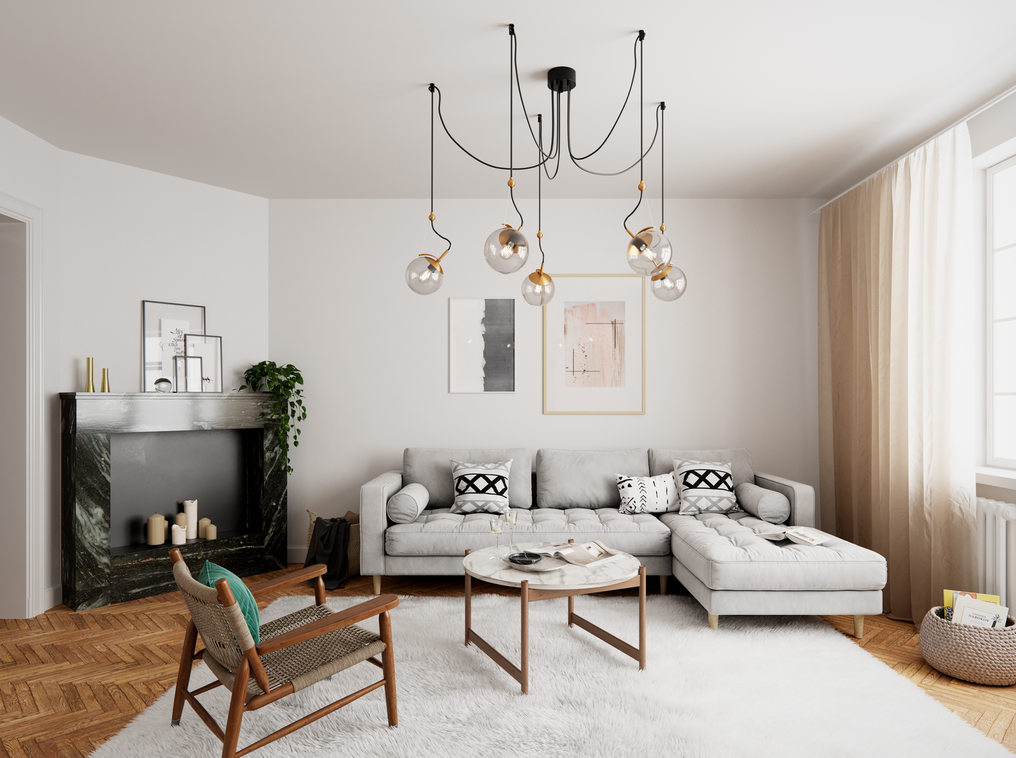 Riippuvalaisin By Rydéns Carry 5-osainen E27 savunharmaa