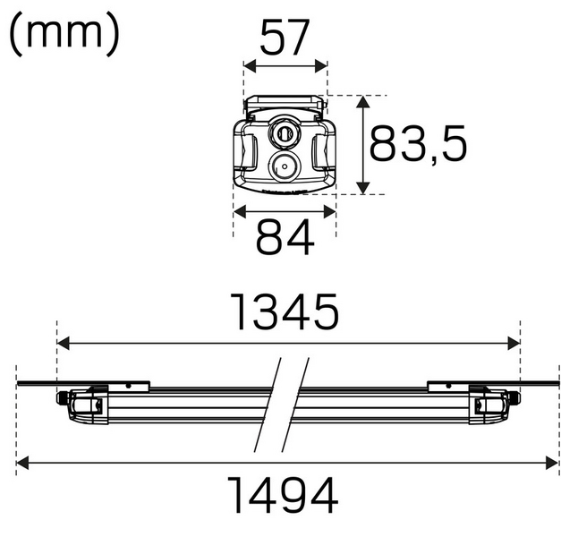 Teollisuusvalaisin suljettu Hide-a-lite Liteline IP65 1500 840 DALI