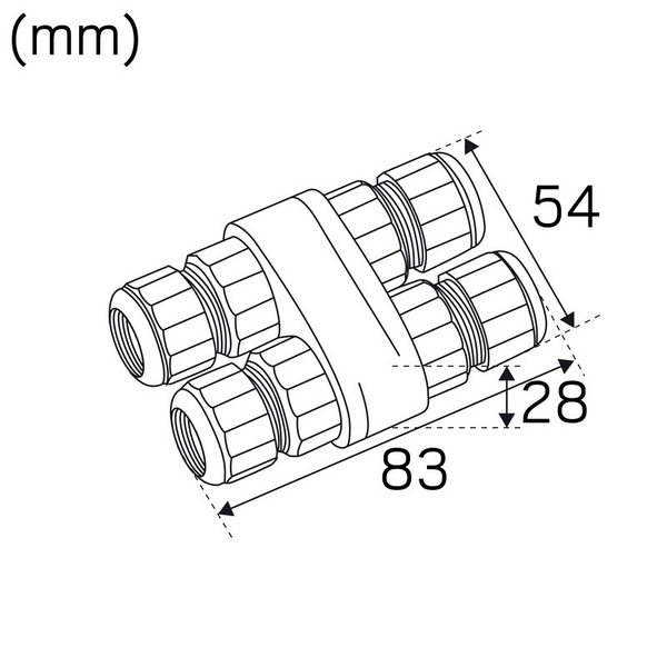 Välijohto Hide-a-lite maaliitos 4-tie 4P IP68