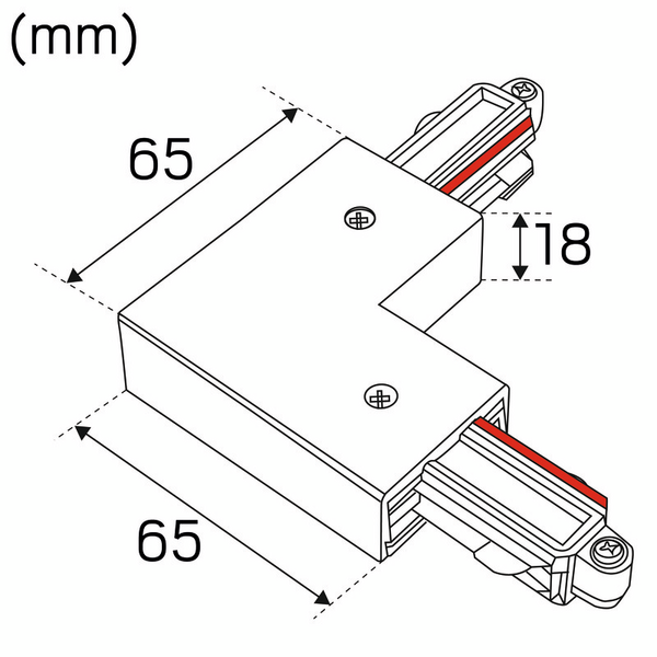 Kiskotarvike Hide-a-lite Litetrac L-liitin sisä 1-vaihe musta