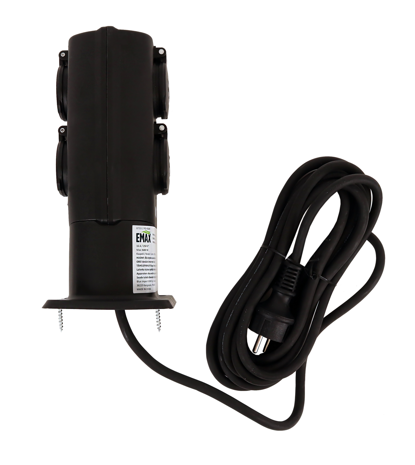 Pistorasia Emax 4-osainen H05RR-F3G1.5 5m maapiikillä IP44