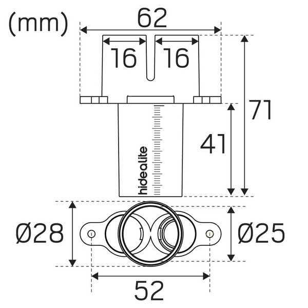 Mekaaninen Lisätarvike Hide-a-lite Core 2-tie Muhvi 16mm