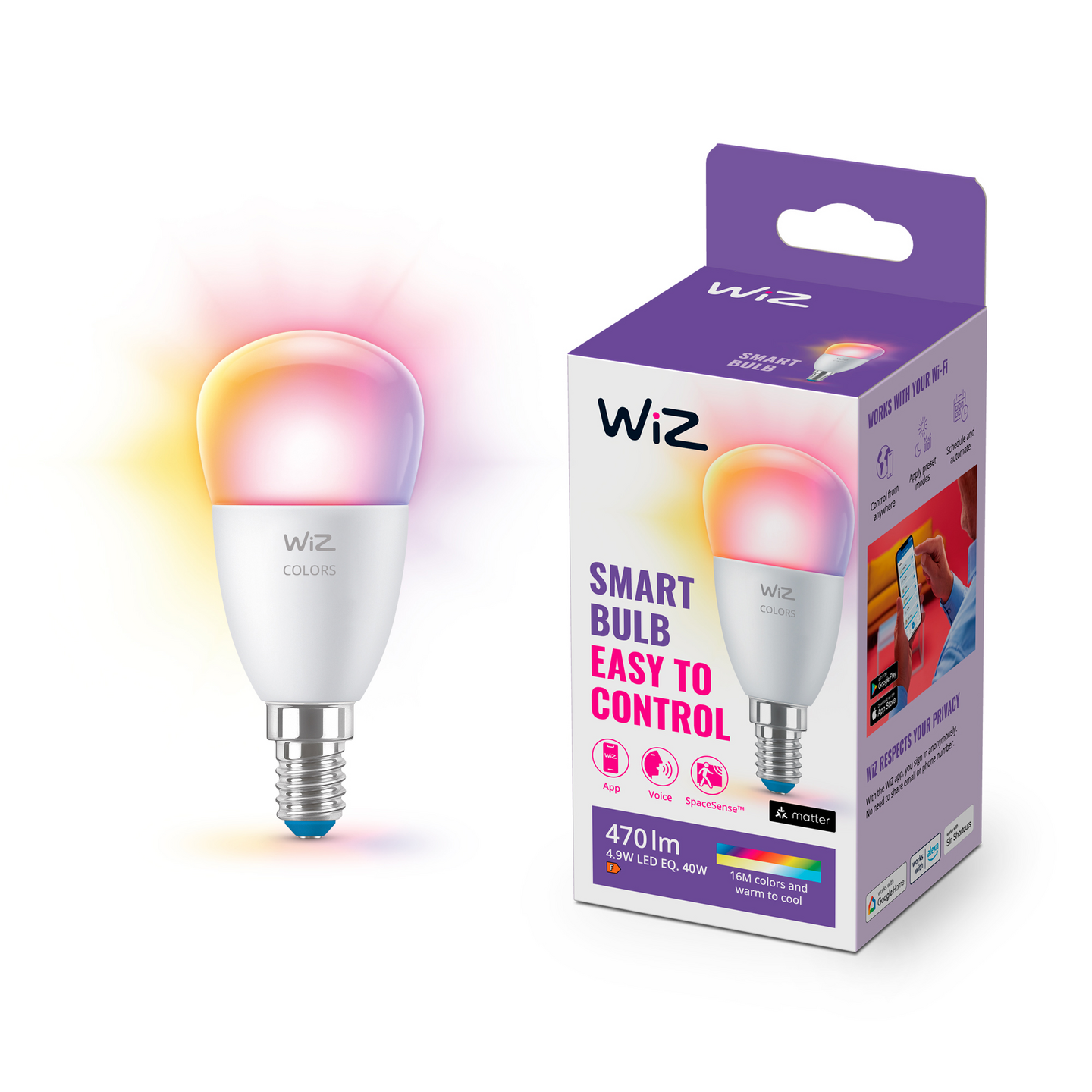 Led-lamppu WiZ wifi 40W P45 E27 RGB