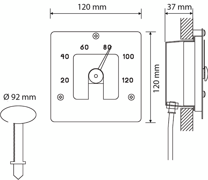Saunan lämpömittari Cariitti Sq valokuitu