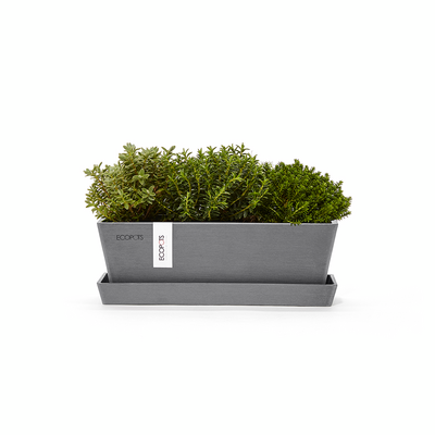 Ruukku + Aluslautanen Ecopots Bruge 25cm harmaa