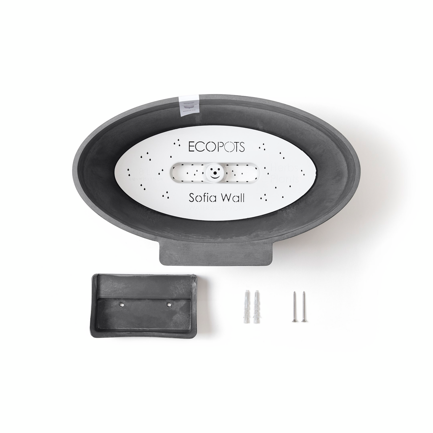 Seinäruukku Ecopots Sofia 43cm harmaa