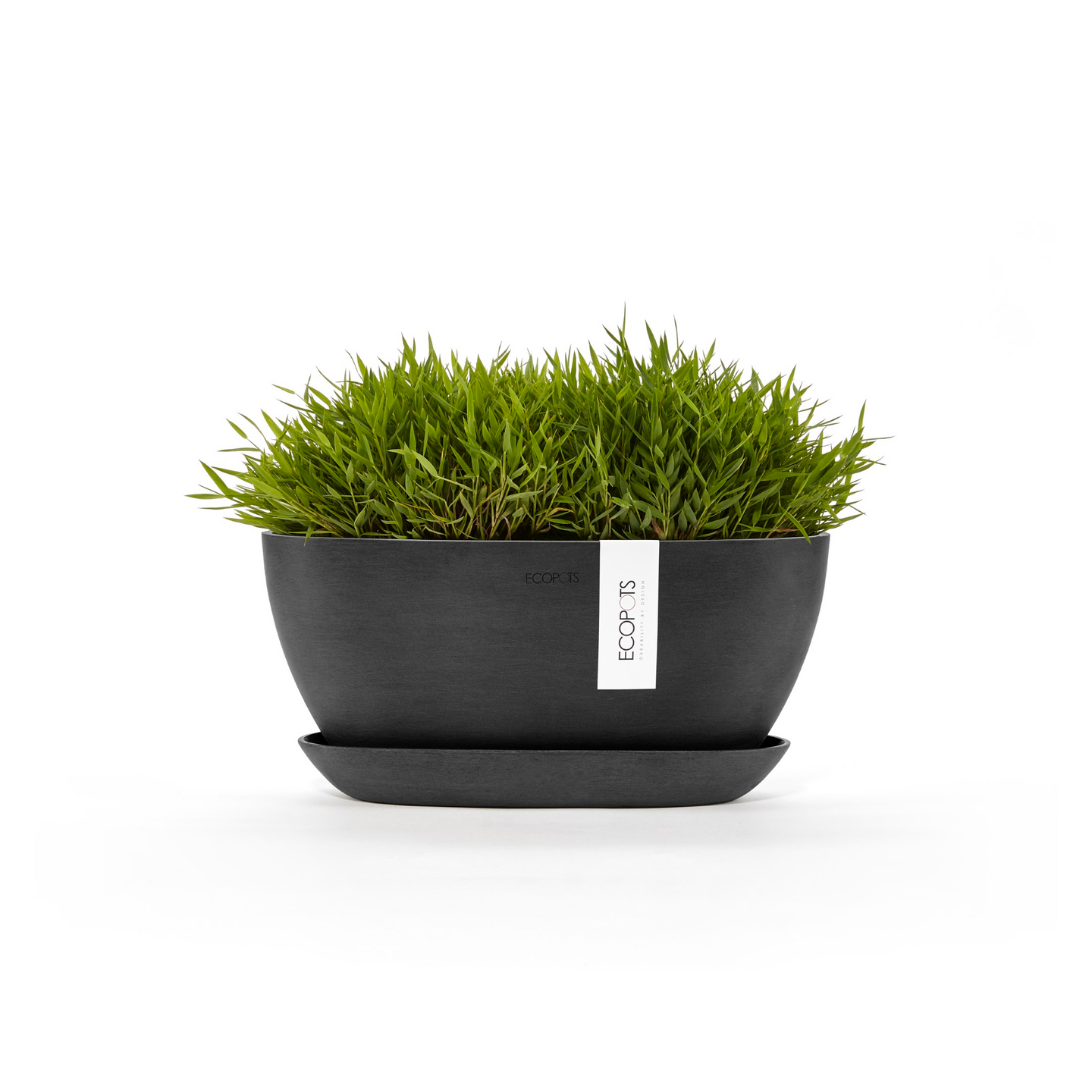 Ruukku + Aluslautanen Ecopots Sofia 30cm tummanharmaa