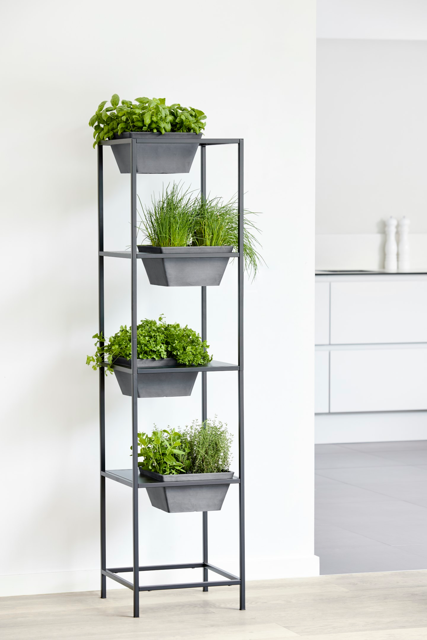 Torni Ecopots Berliini 38x38x155cm tummanharmaa/harmaa