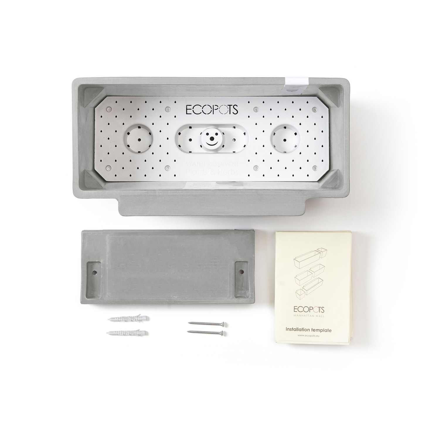 Seinäruukku Ecopots Manhattan 35cm valkoharmaa