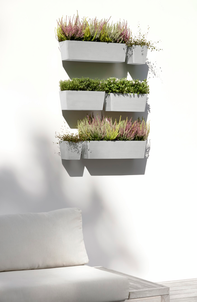 Seinäruukku Ecopots Manhattan 15cm valkoharmaa