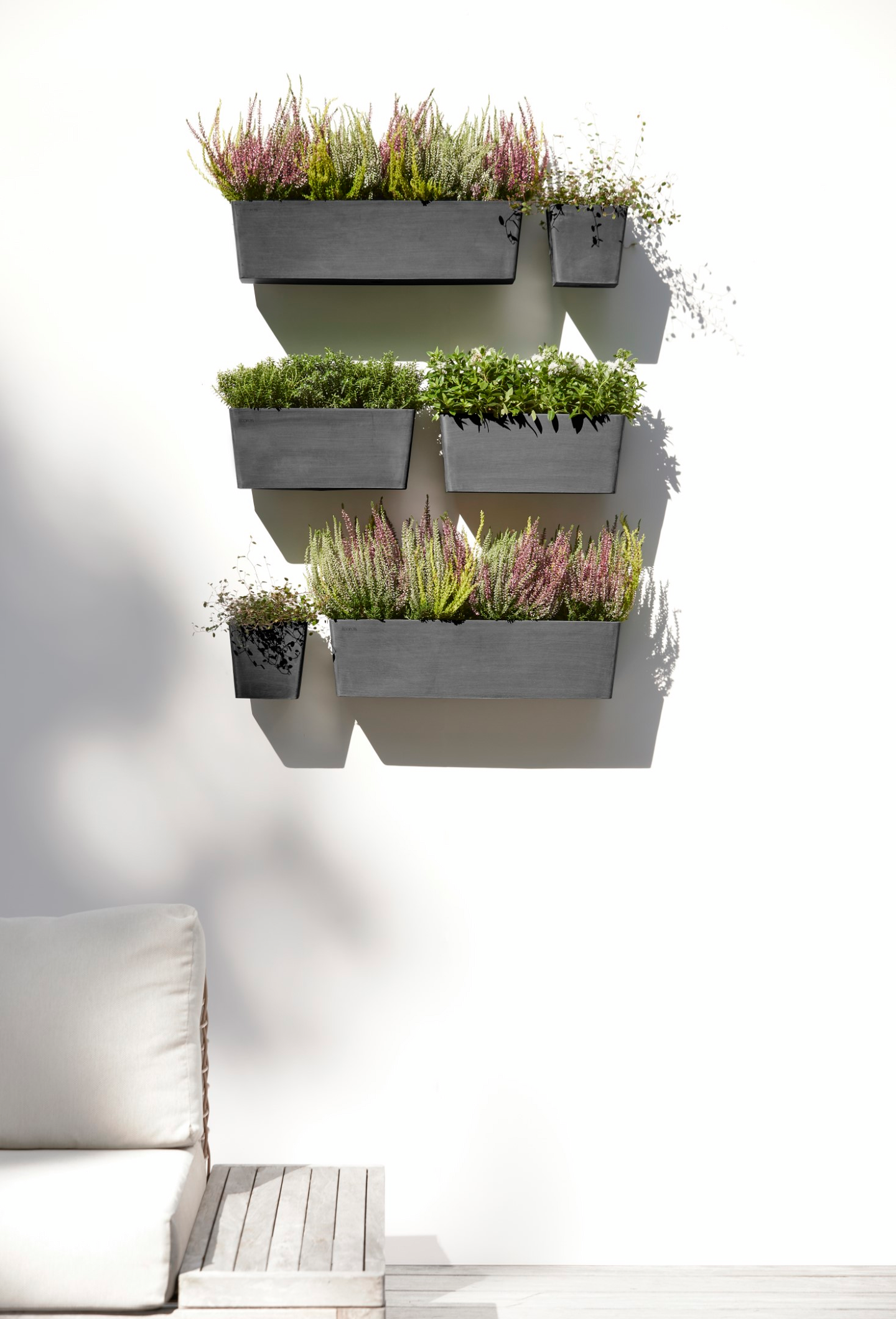 Seinäruukku Ecopots Manhattan 55cm tummanharmaa