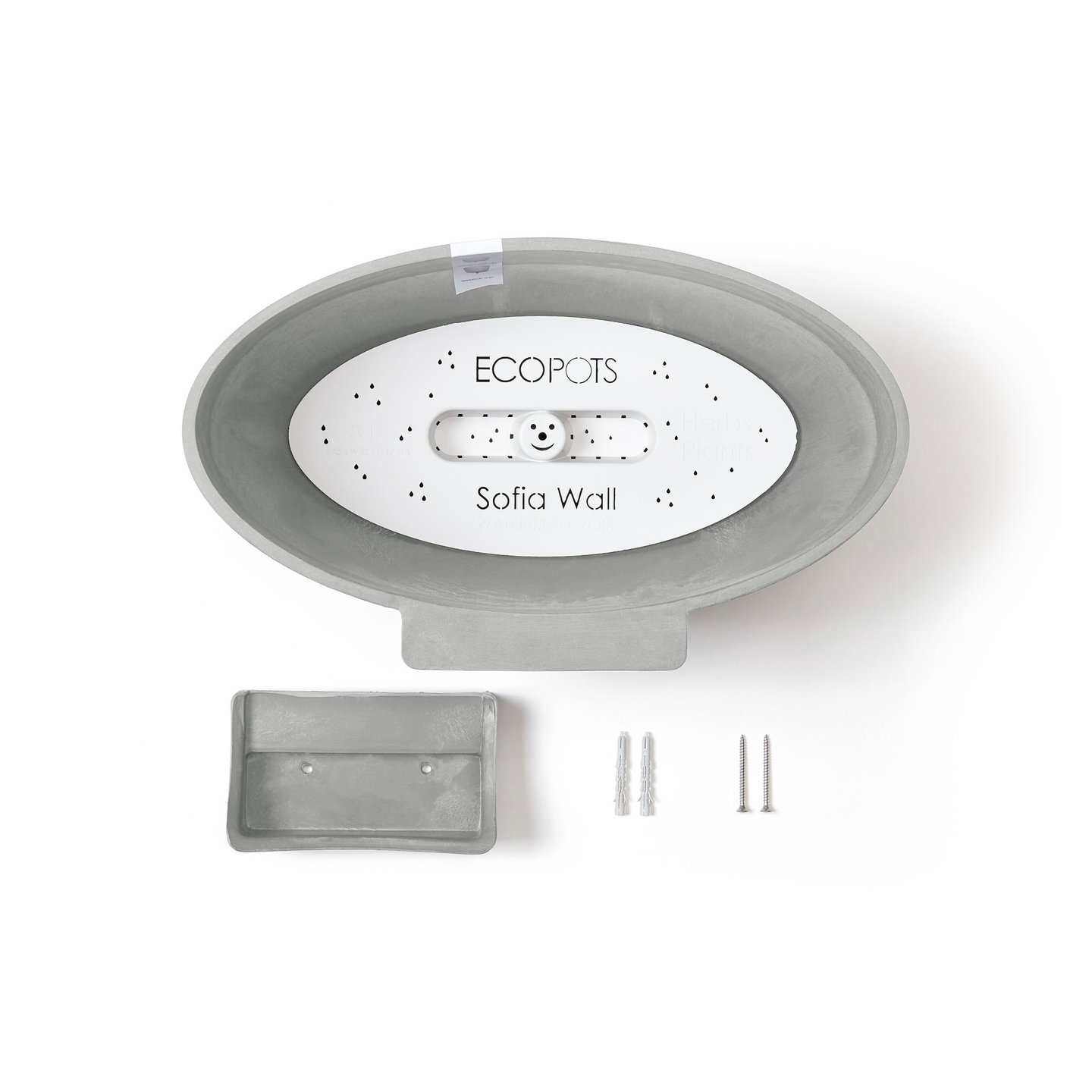 Seinäruukku Ecopots Sofia 43cm valkoharmaa