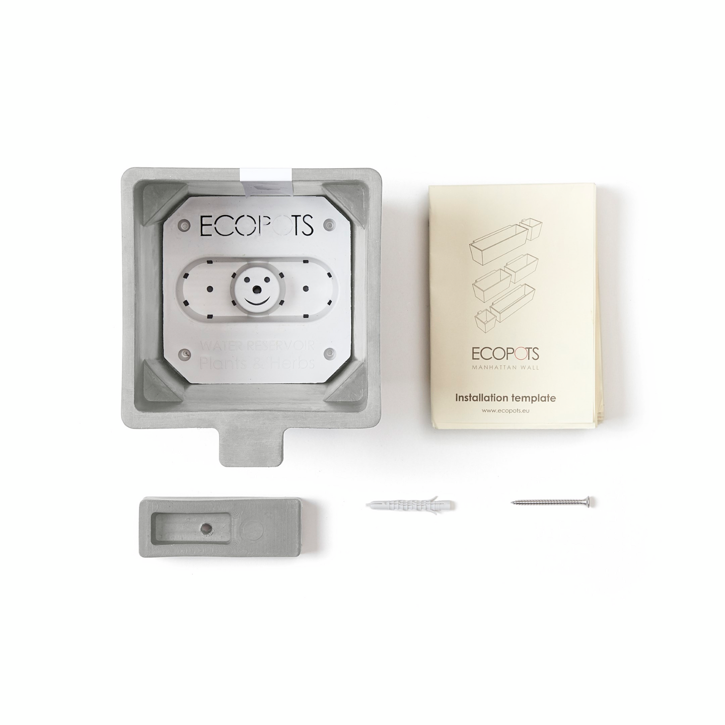 Seinäruukku Ecopots Manhattan 15cm valkoharmaa