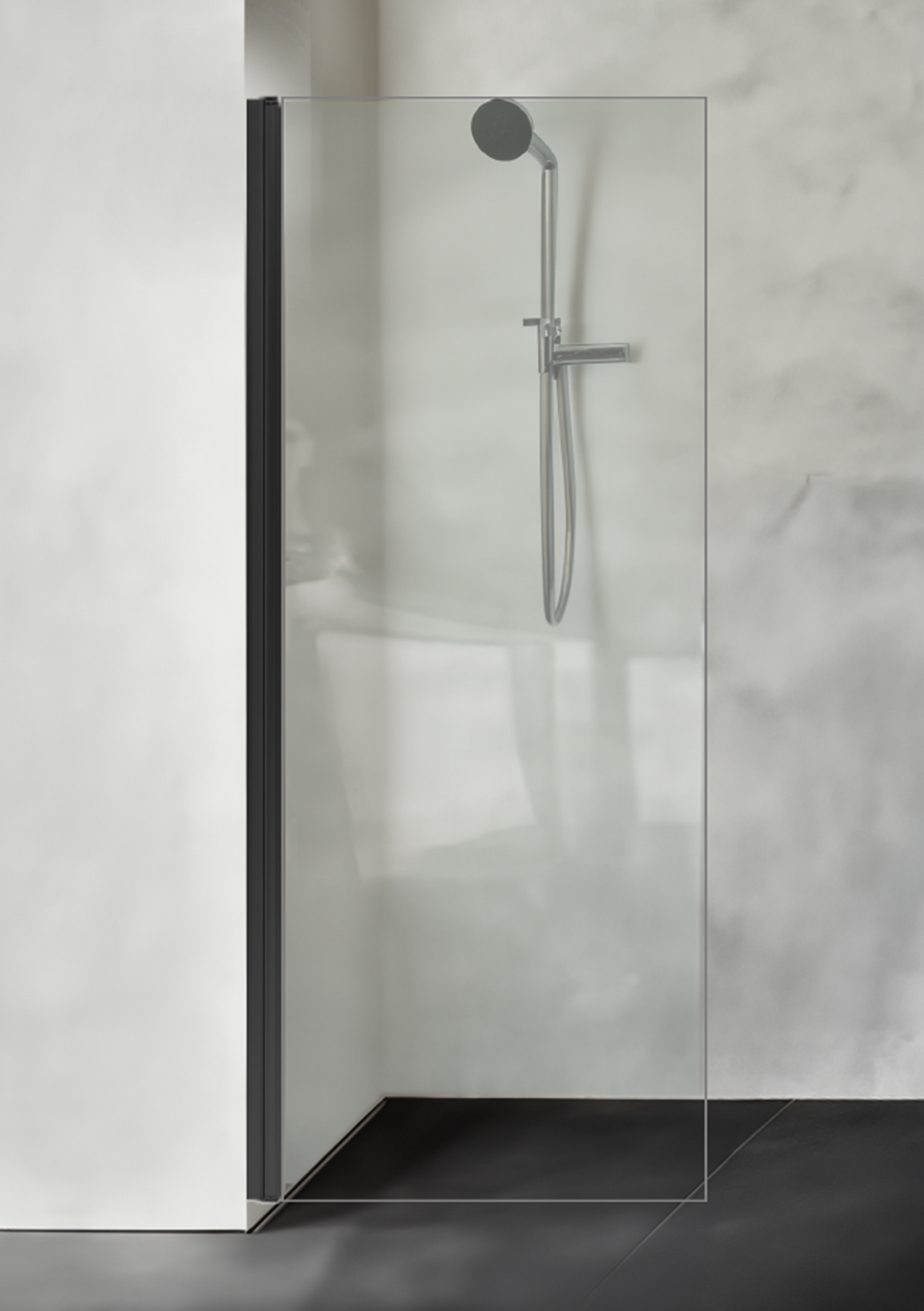 Suihkuseinä Tammiholma TAD kääntyvä 600x1900mm kirkas lasi ja musta profiili