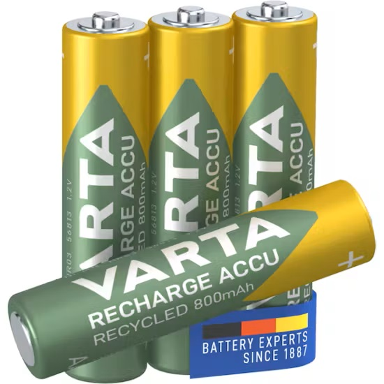 BATTERI VARTA RECHARGE AAA NI-MH 800MAH RECYCLED 4P
