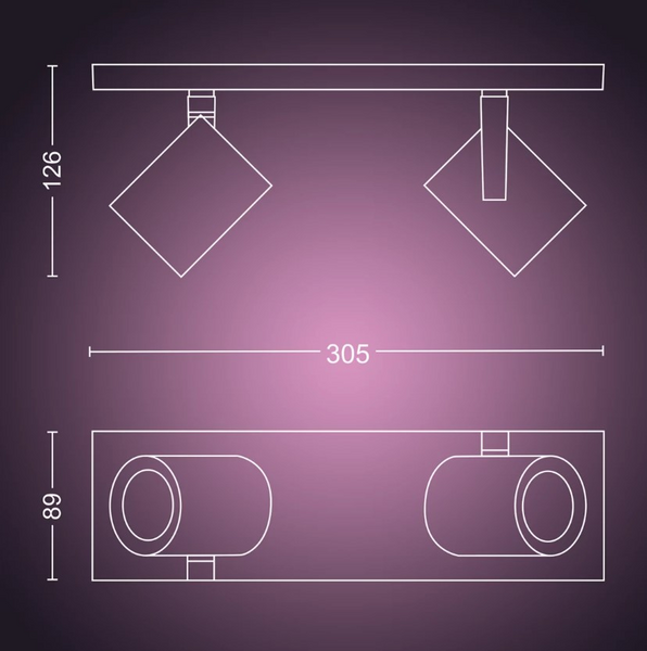 Kohdevalaisin Philips Hue Argenta 2-osainen 700lm alumiini