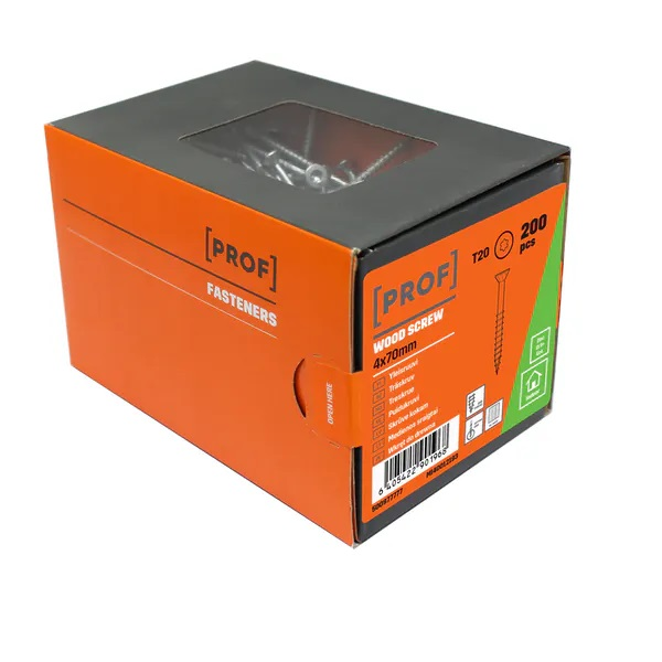 TRÄSKRUV T20 4X70 FZB 200ST PROF