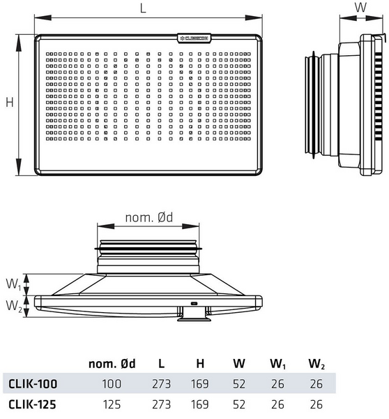 Tuloilmaventtiili Climecon Clik 125mm