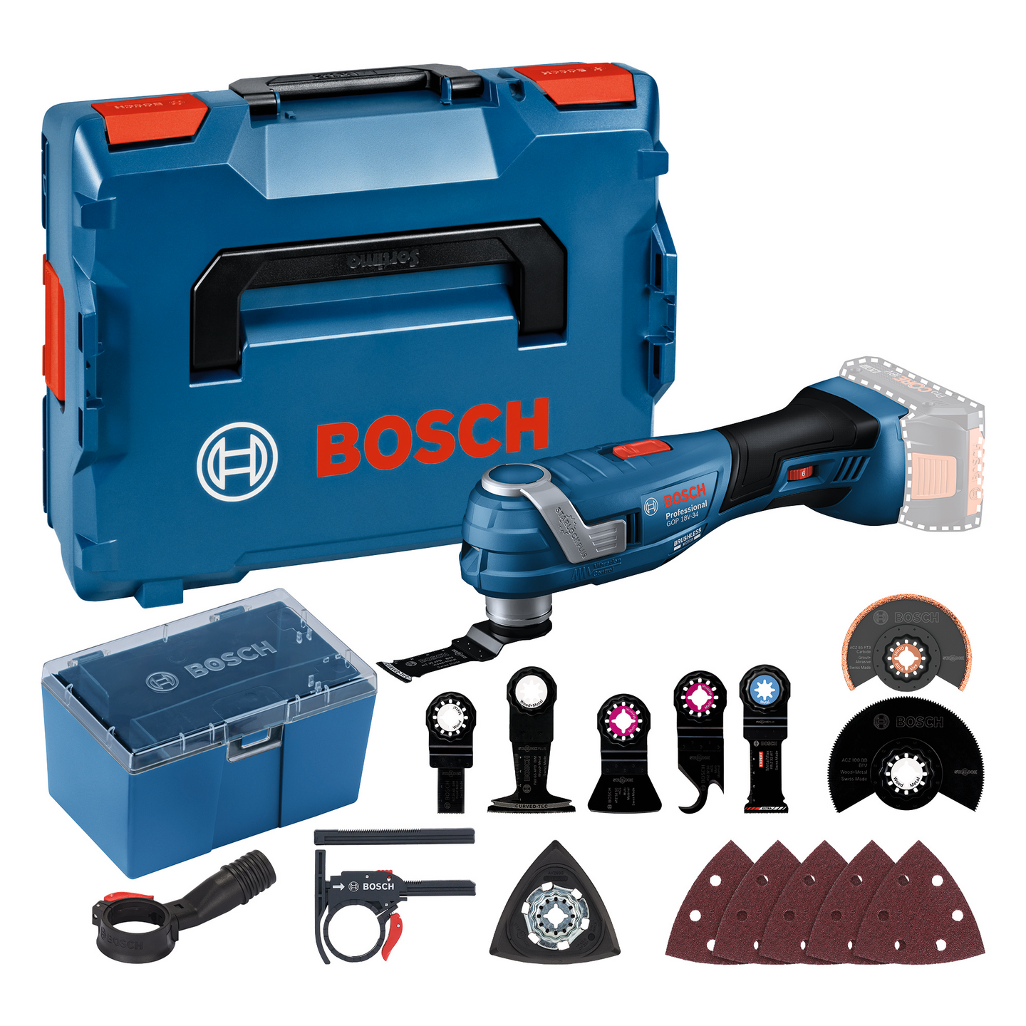 Akkumonitoimityökalu Bosch GOP 18V-34 Starlock Solo L-Boxx Kit