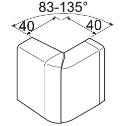 Ulkokulma Hager Tehalit SL 20x55 säädettävä PC/ABS musta