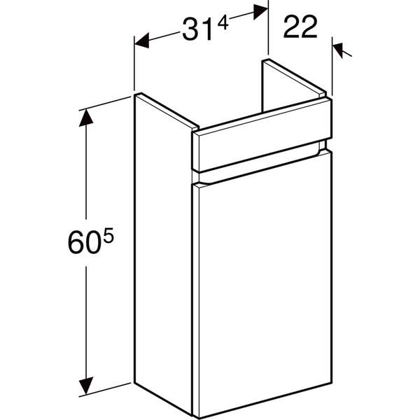 Allaskaappi Geberit Renova Plan L31,4 K60,5 S22cm hikkoripuu