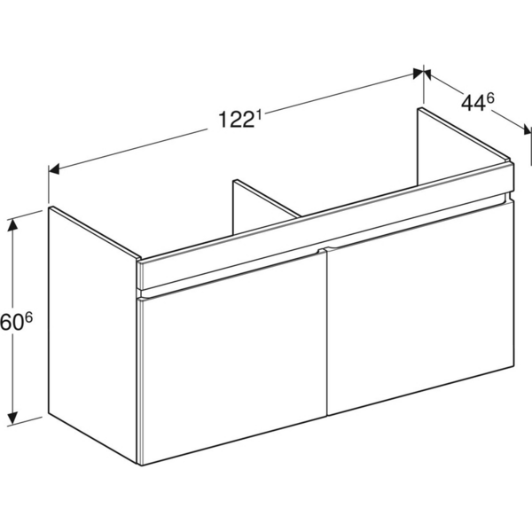 Allaskaappi Geberit Renova Plan L122,6 K60,6 S44,6cm hikkoripuu