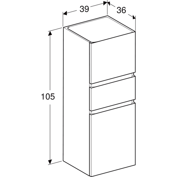 Puolikorkea kaappi Geberit Renova Plan L39 K105 S36cm laava