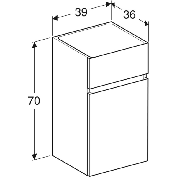 Sivukaappi Geberit Renova Plan L39 K70 S36cm laava