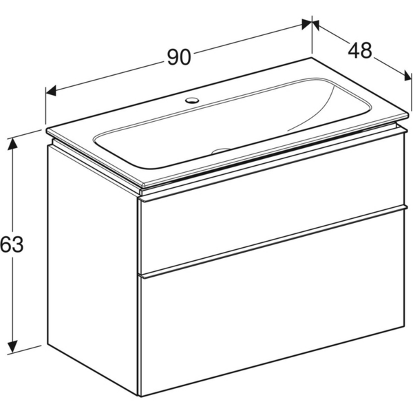 Allaskaappipaketti Geberit iCon L90 K63 S48cm mattavalkoinen