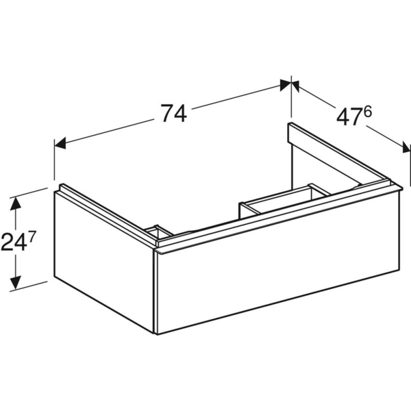 Allaskaappi Geberit iCon L74 K24,7 S47,6cm hiekanharmaa