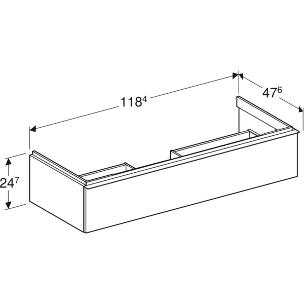 Allaskaappi Geberit iCon L118,4 K24,7 S47,6cm mattavalkoinen