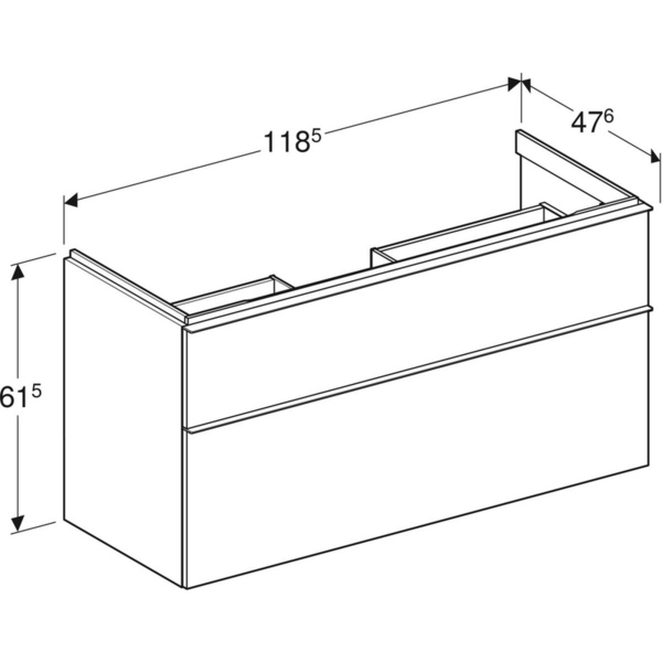 Allaskaappi Geberit iCon L118,4 K61,5 S47,6cm mattavalkoinen