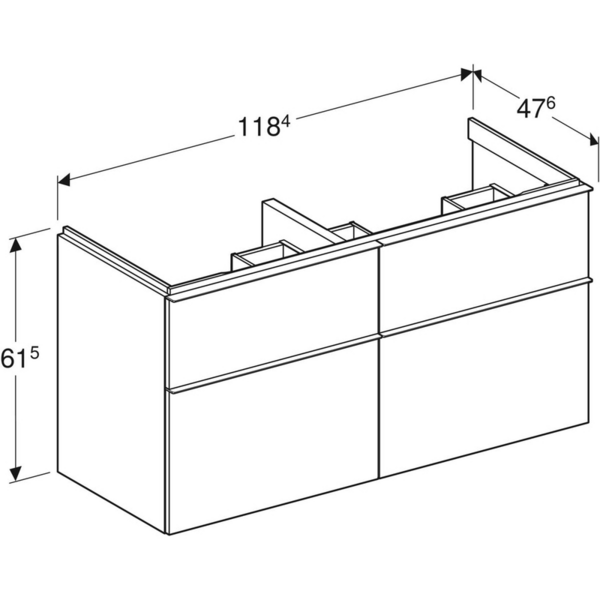 Allaskaappi Geberit iCon L118,4 K61,5 S47,6cm mattavalkoinen