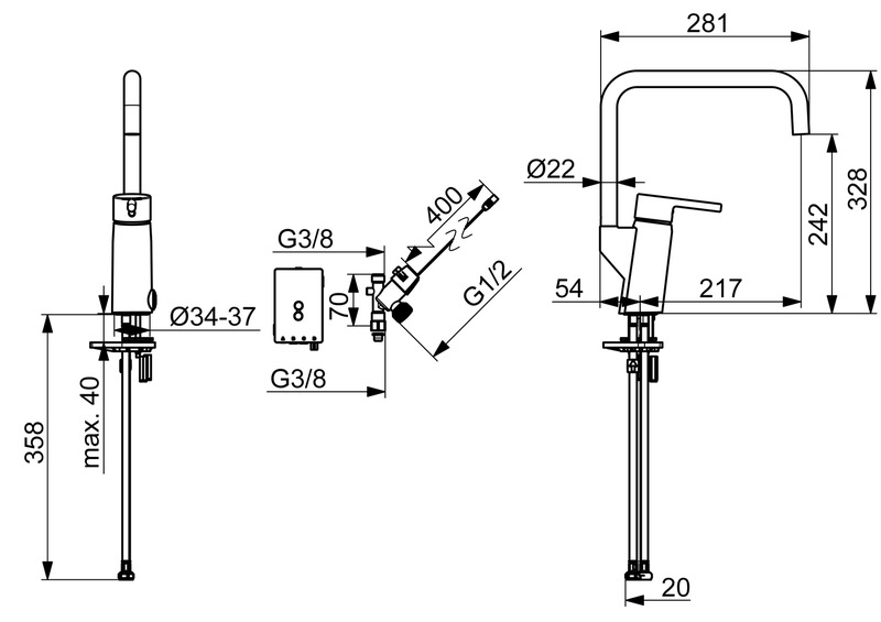 Keittiöhana Oras Optima Style 2734FHN 3V pesukoneventtiilillä kromi