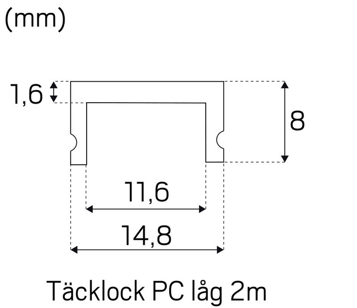 Optinen lisätarvike Hide-a-lite kupu U-kiskoon 7552 2m kirkas