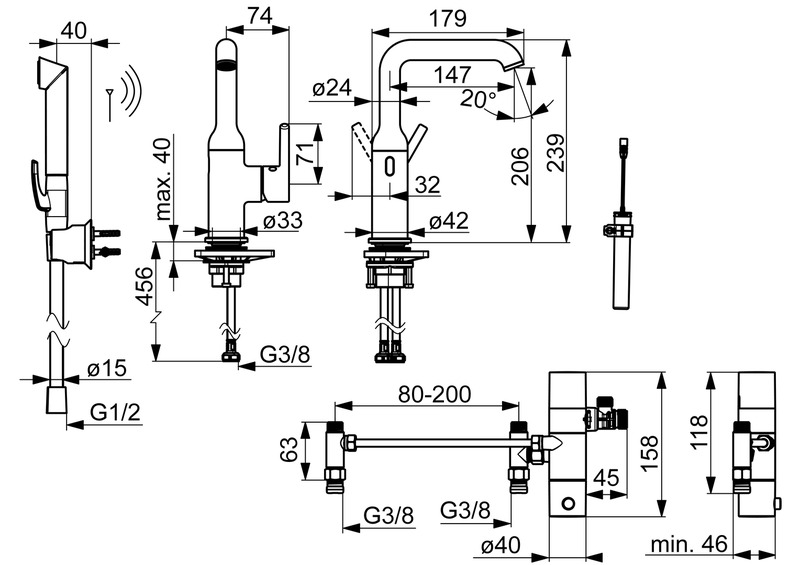 Pesuallashana Oras 2617FHZ-33 Optima Style 3V Bide musta