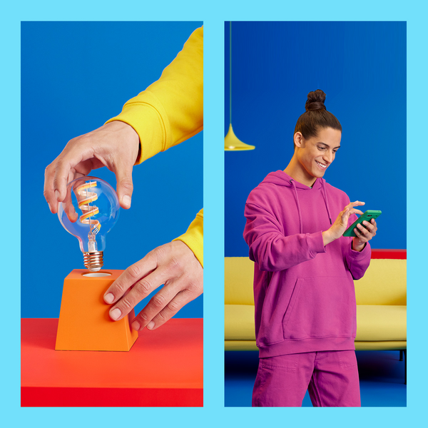 Led-filamenttilamppu WiZ E27 470lm 6,3W G95 2200-6500K RGB lasi