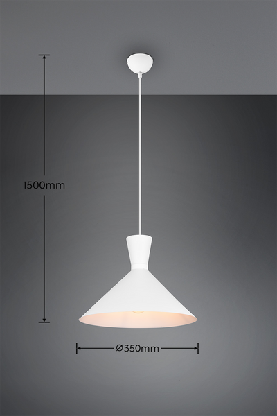 Riippuvalaisin TRIO Enzo E27 35cm mattavalkoinen