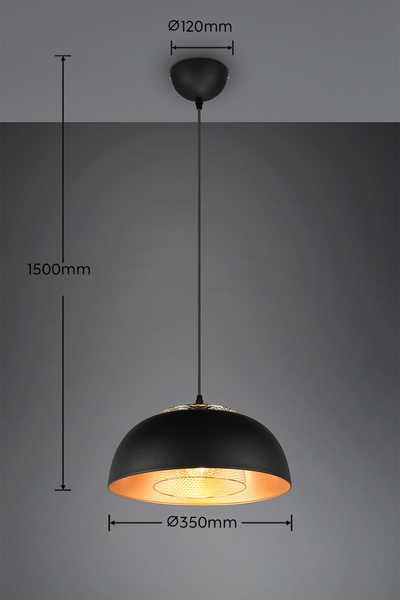 Riippuvalaisin TRIO Punch E27 35cm mattamusta