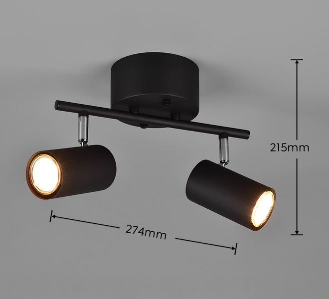 Spottivalaisin TRIO Marlina 2-osainen GU10 mattamusta